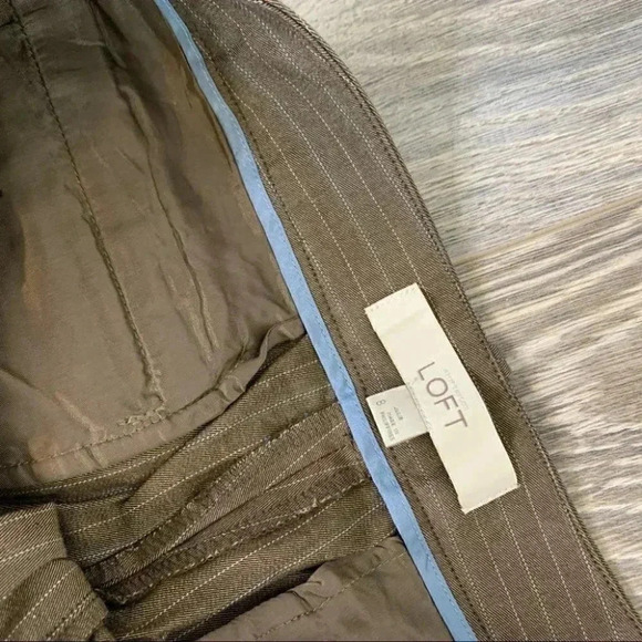 Nwot Ann Taylor Loft brown pinstripe Julie trouser pants 8 or m - Picture 9 of 10